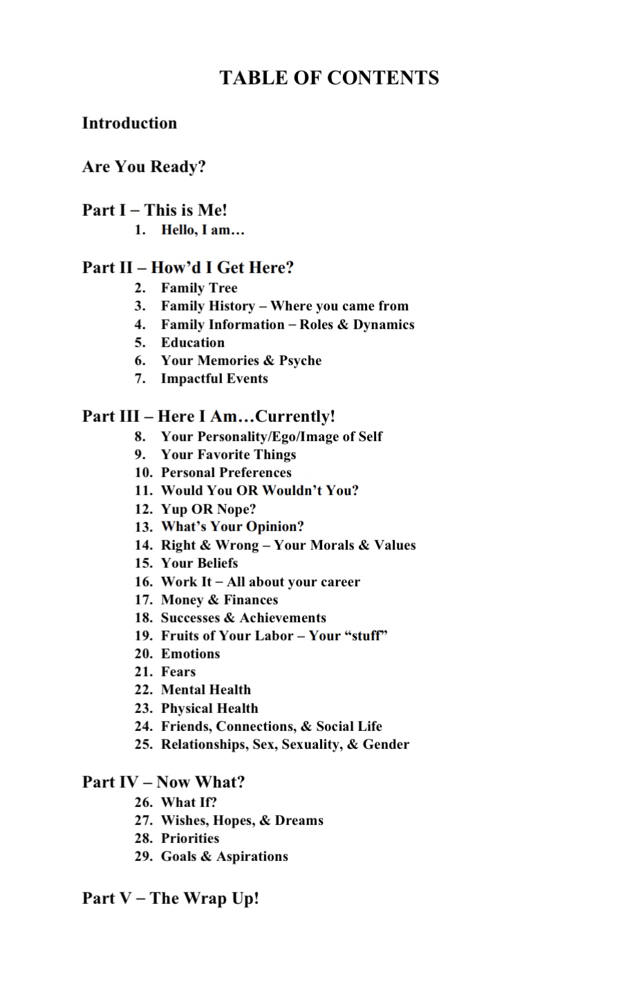 Table of Contents